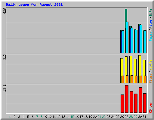 Daily usage for August 2021