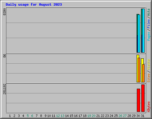 Daily usage for August 2023